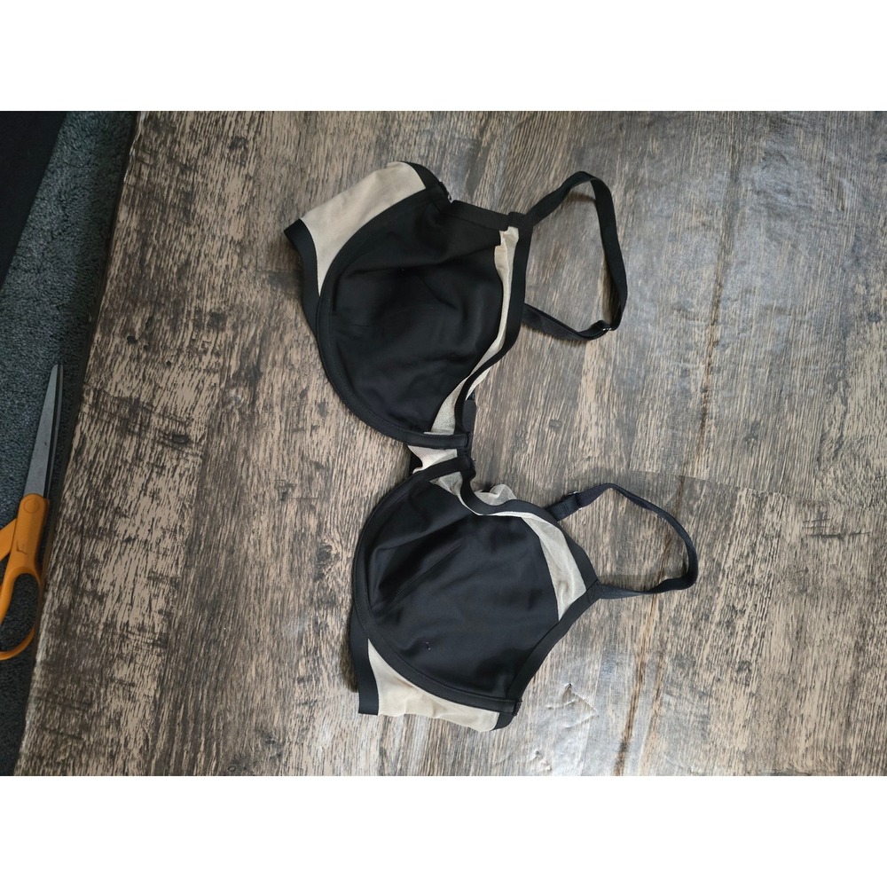 VICTORIA'S SECRET Unlined‎ Demi Bra Womens 36DDD Black Beige Mesh Support